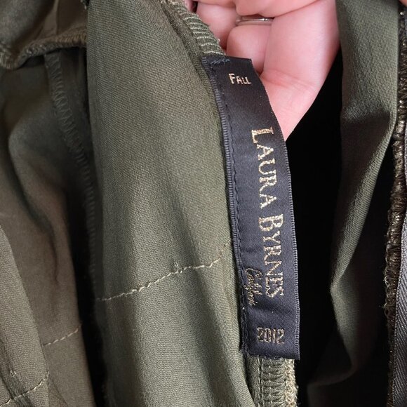 Laura Byrnes California Monica Pinup Ruched Wiggle Dress Gold Olive S - Picture 3 of 14